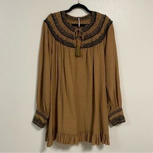Free People Dress Women’s size Medium Camel Brown Erin Neutral Combo Mini Dress